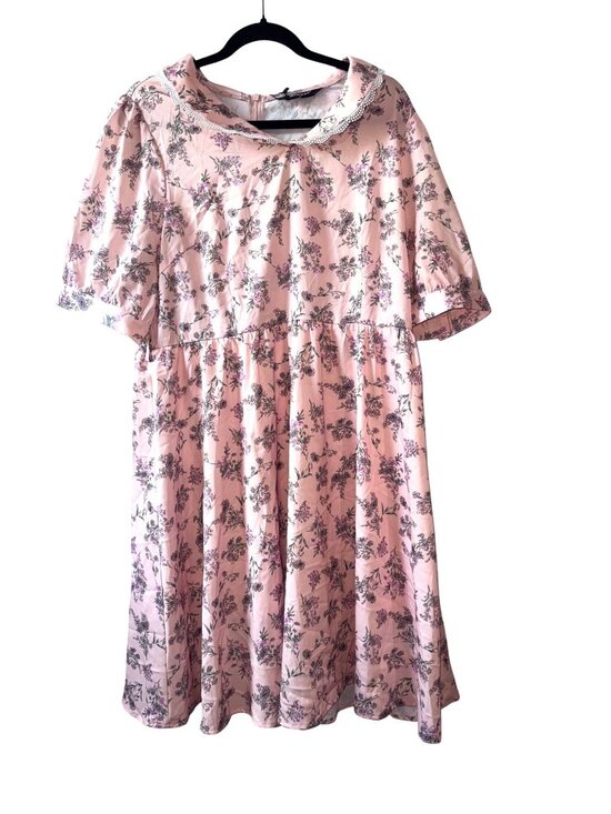 Allegra K Dresses & Skirts - Allegra K Womens Floral Lace Collar Pink Midi Dress XL